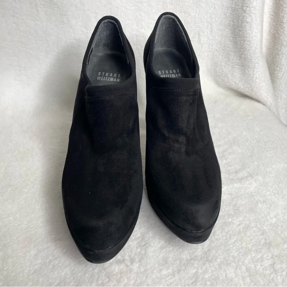 Stuart‎ Weitzman Hold Me Black Suede Platform Stiletto Ankle Bootie Size 6.5 M